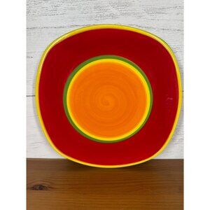 Square Salad Luncehon Side Plate Caribe Aruba Orange Red Yellow Grn Dansk 8.75"